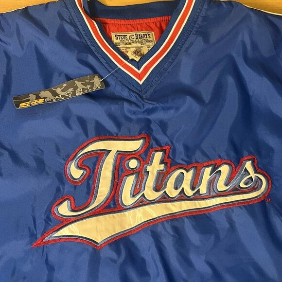 Steve & Barry's Tennessee Titans Blue Satin Windbreaker Pullover V-Neck Size L - Picture 2 of 12